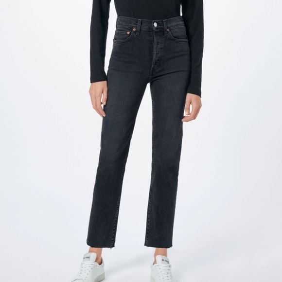 Re/Done Denim - Re/Done Women's Straight Leg Jeans in Black